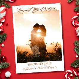 Tarjeta Festiva Modern Calligraphy Brown Married Little Christmas