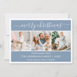 Tarjeta Festiva Modern Calligraphy Christmas Dusty Blue 3 Photo