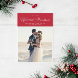 Tarjeta Festiva Modern calligraphy holiday wedding announcement