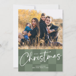 Tarjeta Festiva Modern Checkerboard Christmas Photo Card