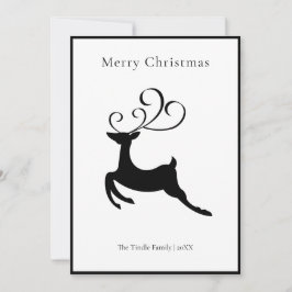 Tarjeta Festiva Modern Chic Black and White Reindeer         