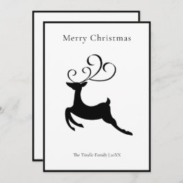 Tarjeta Festiva Modern Chic Black and White Reindeer         