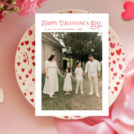 Tarjeta Festiva Modern Chic Family Photo Happy Valentines Day