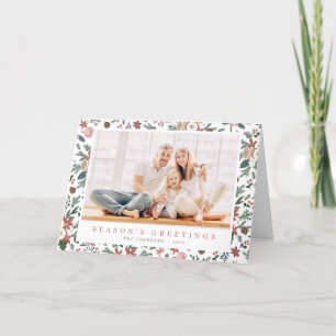 Tarjeta Festiva Modern Christmas Floral Foliage Botanical Pattern