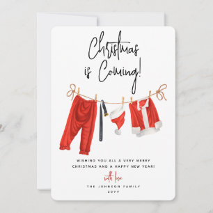 Tarjeta Festiva Modern 'Christmas is Coming' Santa Claus Holiday
