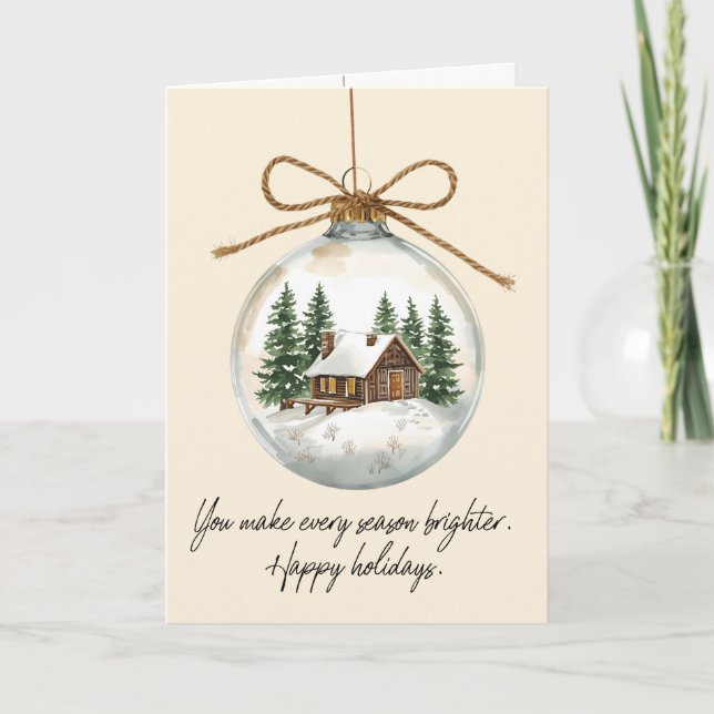 Tarjeta Festiva Modern Christmas Ornament Folded Holiday Card (Anverso)