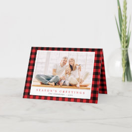 Tarjeta Festiva Modern Christmas Red Black Plaid Tartan Pattern