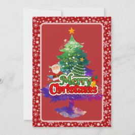 Tarjeta Festiva Modern Christmas Tree Painting Colorful