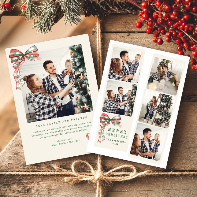 Tarjeta Festiva Modern Collage Merry Christmas Family Photo  (Subido por el creador)