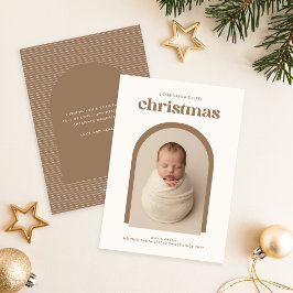 Tarjeta Festiva Modern Cute Baby's First Christmas Arch Photo