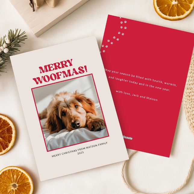 Tarjeta Festiva Modern Cute Puppy Dog Pet Photo Picture Christmas (Subido por el creador)