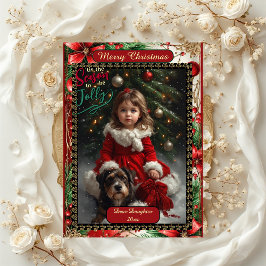 Tarjeta Festiva Modern Daughter Floral Christmas Frame 5 Photos