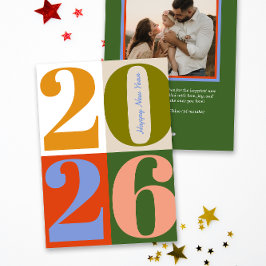 Tarjeta Festiva Modern Earthy Bold Year Blocks Happy New Year
