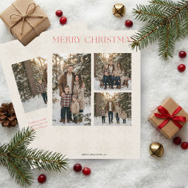 Tarjeta Festiva Modern Elegant 4 Photo Merry Christmas