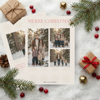 Tarjeta Festiva Modern Elegant 4 Photo Merry Christmas