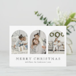 Tarjeta Festiva Modern Elegant Arch 3 Photo Collage Christmas