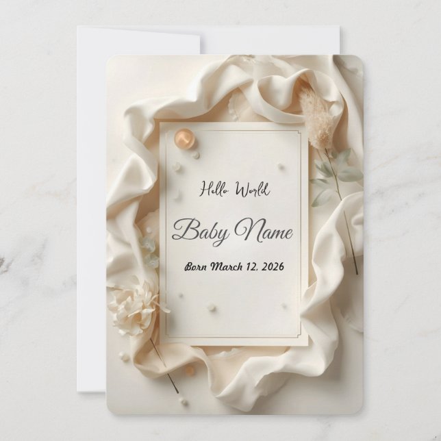 Tarjeta Festiva Modern Elegant Baby Announcement Card (Anverso)