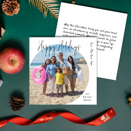 Tarjeta Festiva Modern Elegant Family Photo Happy Holidays 2024