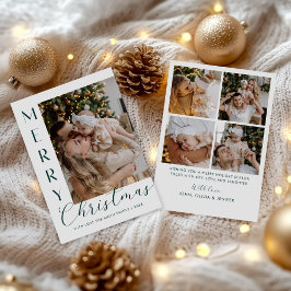 Tarjeta Festiva Modern Elegant Five Photo Collage Christmas