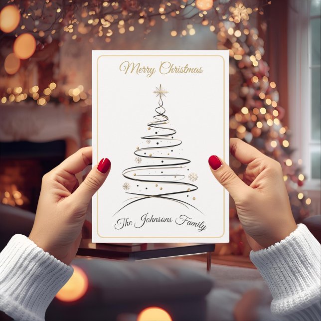 Tarjeta Festiva Modern Elegant Minimal Christmas Tree Card (Subido por el creador)