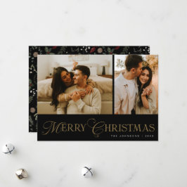 Tarjeta Festiva Modern Elegant Script Photo Collage Christmas