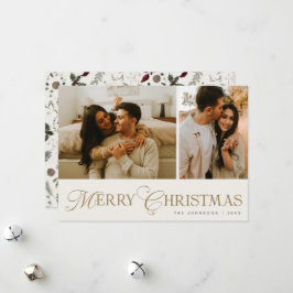 Tarjeta Festiva Modern Elegant Script Photo Collage Christmas
