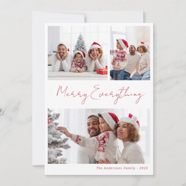 Tarjeta Festiva Modern Everything Christmas Red Photo (Anverso)