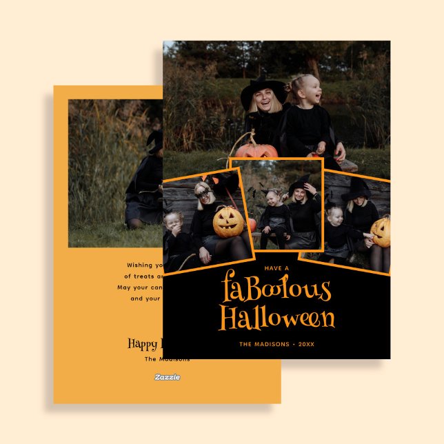 Tarjeta Festiva Modern Faboolous Halloween Photo Collage (Subido por el creador)