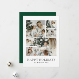 Tarjeta Festiva Modern Family Photo Collage Green Christmas