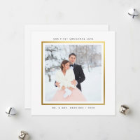 Modern Faux Gold First Christmas Mr and Mrs Flat