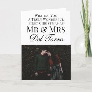 Tarjeta Festiva Modern First Christmas Mr. and Mrs Photo Navidades