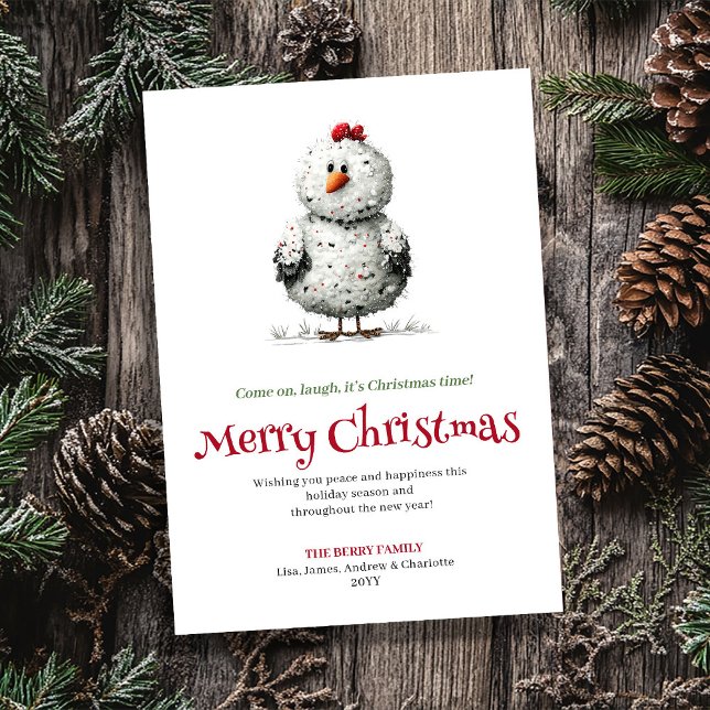 Tarjeta Festiva Modern Funny Chickens Holiday Greeting Card (Modern Funny Chickens Holiday Greeting Card)