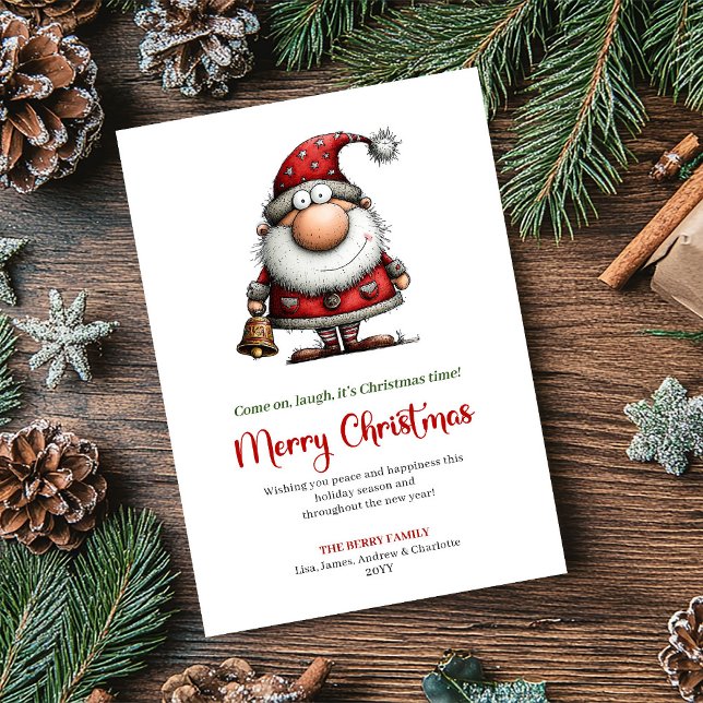 Tarjeta Festiva Modern Funny Santa Cartoon Christmas Greeting (Modern Funny Santa Cartoon Christmas Greeting)