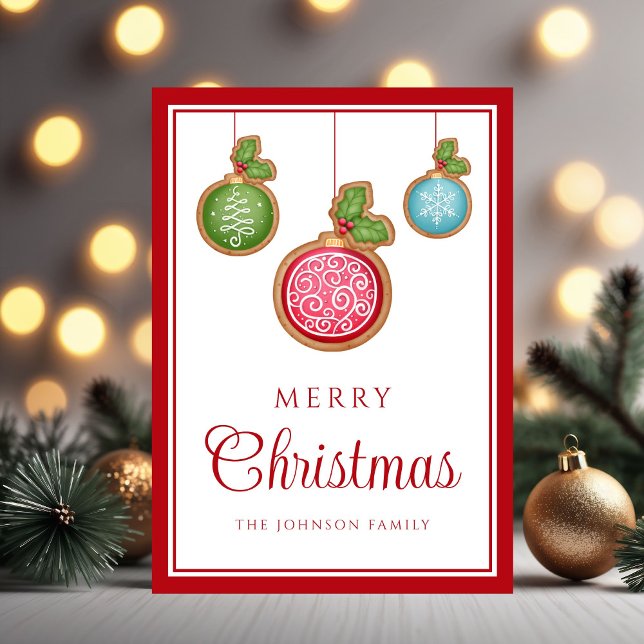 Tarjeta Festiva Modern Gingerbread Christmas Baubles  (Subido por el creador)