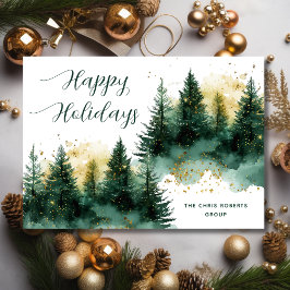 Tarjeta Festiva Modern Gold Green Business Christmas