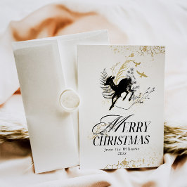 Tarjeta Festiva Modern Gold Moon Magic Forest Photo Navidades