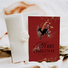 Tarjeta Festiva Modern Gold Moon Magic Forest Photo Navidades