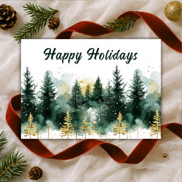 Tarjeta Festiva Modern Gold Verde Felices Fiestas Negocios