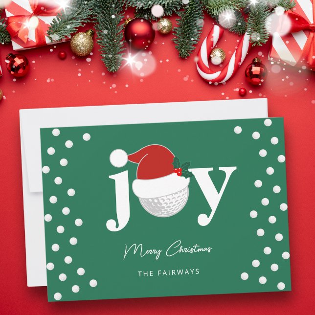 Tarjeta Festiva Modern Golf Joy Typography Festive Holiday Green (Personalize for your family, club, or business.)