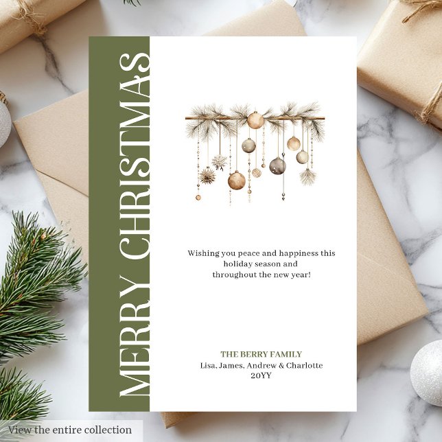 Tarjeta Festiva Modern green and gold Christmas greeting card (Modern green and gold Christmas greeting card

)