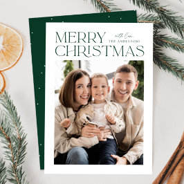 Tarjeta Festiva Modern Green Merry Christmas Photo