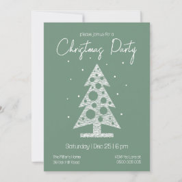 Tarjeta Festiva Modern Green & White Christmas Party Invitation