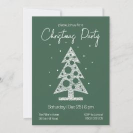 Tarjeta Festiva Modern Green & White Christmas Party Invitation