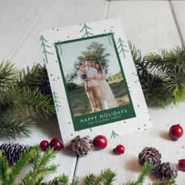 Tarjeta Festiva Modern Green Winter Tree Photo Holiday Card