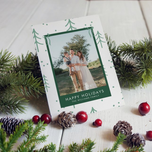 Tarjeta Festiva Modern Green Winter Tree Photo Holiday Card (Subido por el creador)