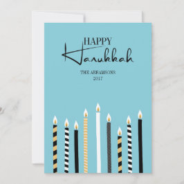 Tarjeta Festiva Modern Happy Hanukkah Candles Holiday Card