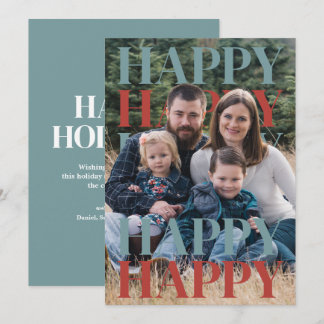 Tarjeta Festiva Modern Happy Holidays Family Photo Card