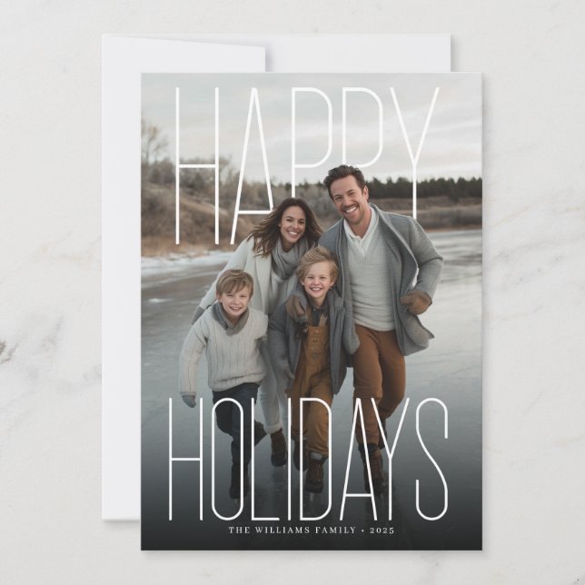 Tarjeta Festiva Modern Happy Holidays Photo (Anverso)