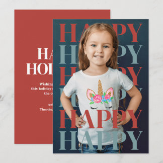 Tarjeta Festiva Modern Happy Holidays Photo Card
