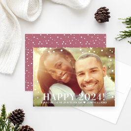 Tarjeta Festiva Modern Happy New Year 2024 Cassis Confetti Photo
